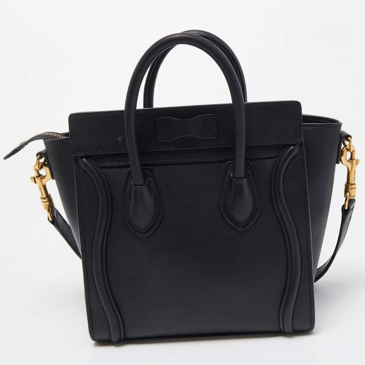 Pre Owned Celine Black Leather Nano Luggage Tote