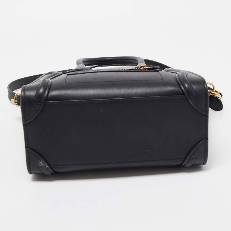 Pre Owned Celine Black Leather Nano Luggage Tote