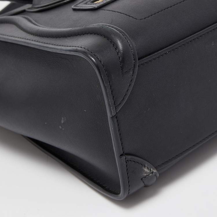 Pre Owned Celine Black Leather Nano Luggage Tote