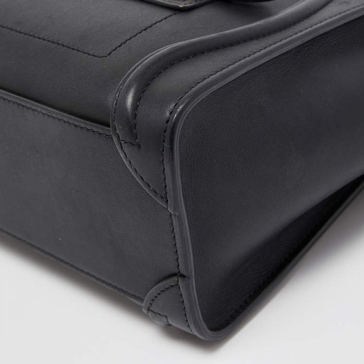 Pre Owned Celine Black Leather Nano Luggage Tote