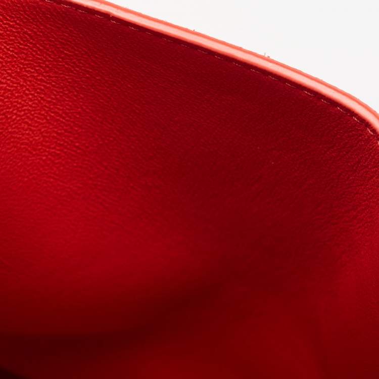 Pre Owned Celine Coral Red Leather and Suede Medium Trapeze Top Handle Bag