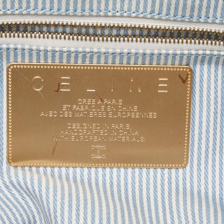 Pre Owned Celine Blue/White Monogram Canvas and Leather Satchel