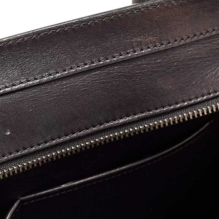 Pre Owned Celine Black/Beige Karung,Suede and Leather Mini Luggage Tote