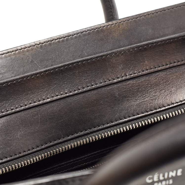 Pre Owned Celine Black/Beige Karung,Suede and Leather Mini Luggage Tote