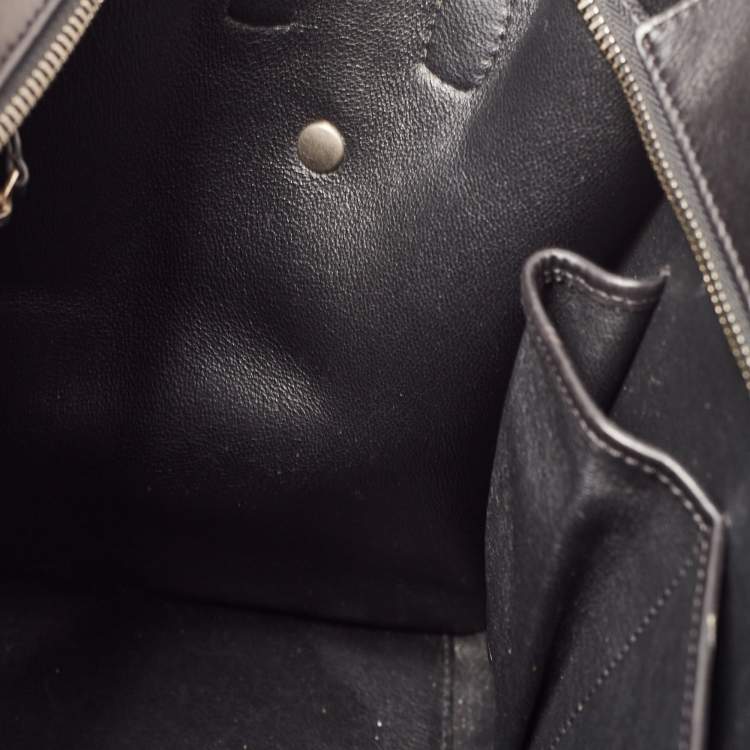 Pre Owned Celine Black/Beige Karung,Suede and Leather Mini Luggage Tote