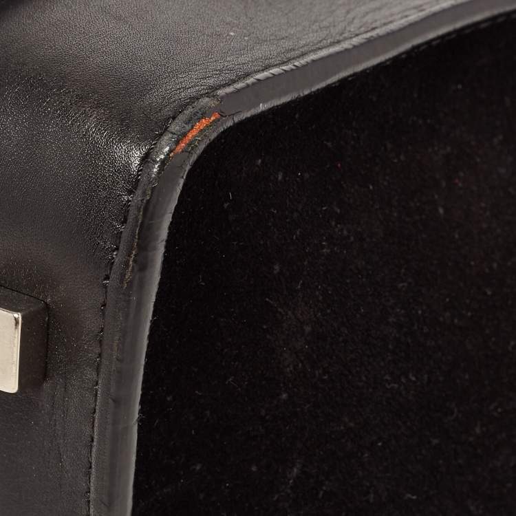 Pre Owned Celine Black/Beige Karung,Suede and Leather Mini Luggage Tote