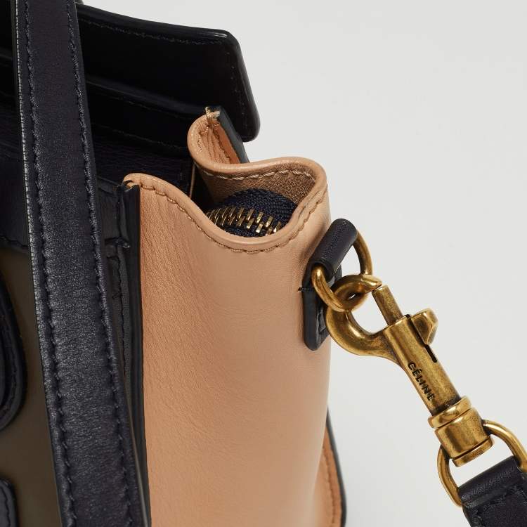Pre Owned Céline Tri Color Leather Nano Luggage Tote