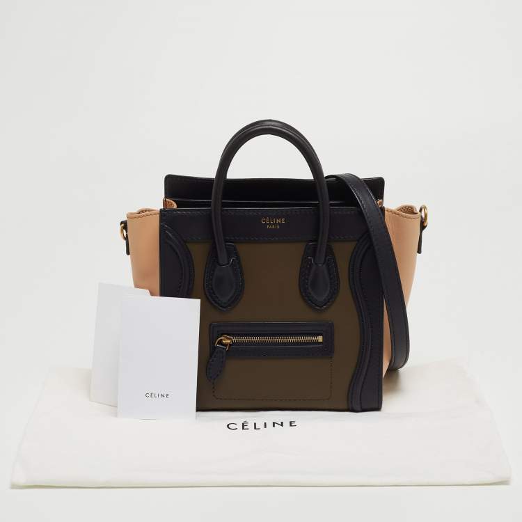 Pre Owned Céline Tri Color Leather Nano Luggage Tote