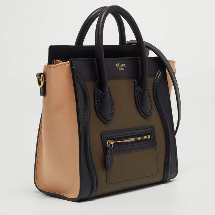 Pre Owned Céline Tri Color Leather Nano Luggage Tote