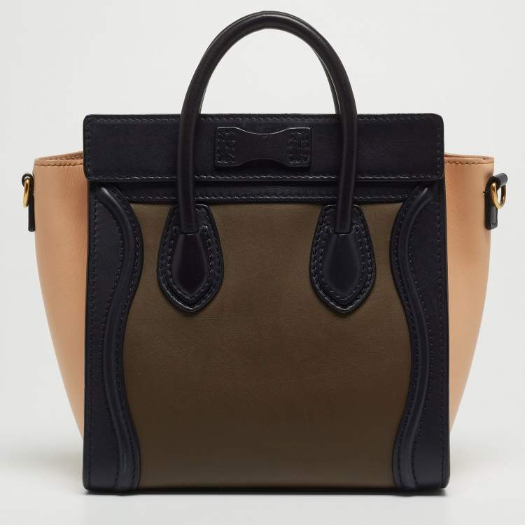 Pre Owned Céline Tri Color Leather Nano Luggage Tote