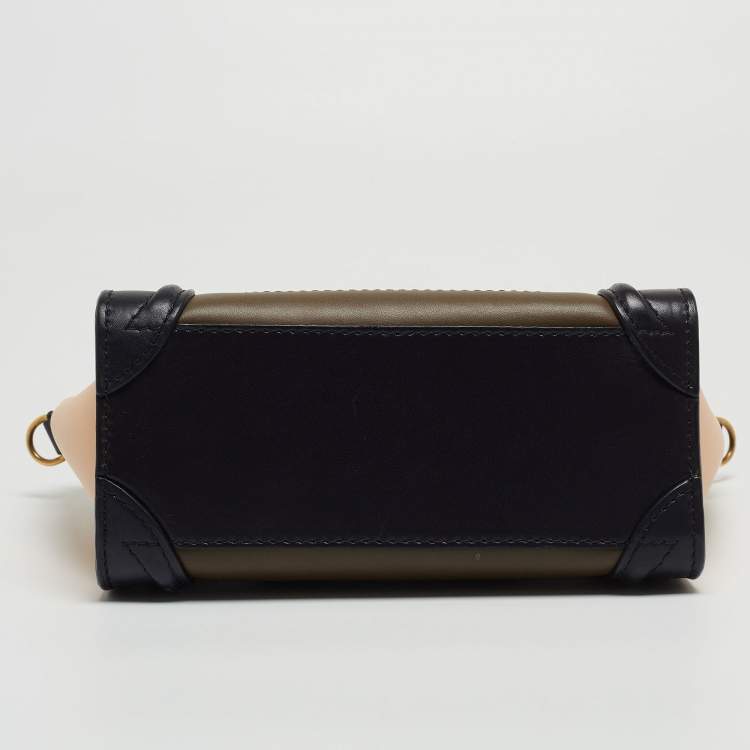 Pre Owned Céline Tri Color Leather Nano Luggage Tote