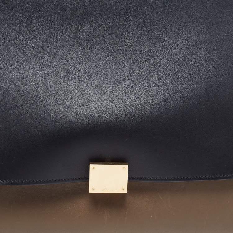 Pre Owned Celine Tricolor Leather and Suede Large Trapeze Top Handle Bag