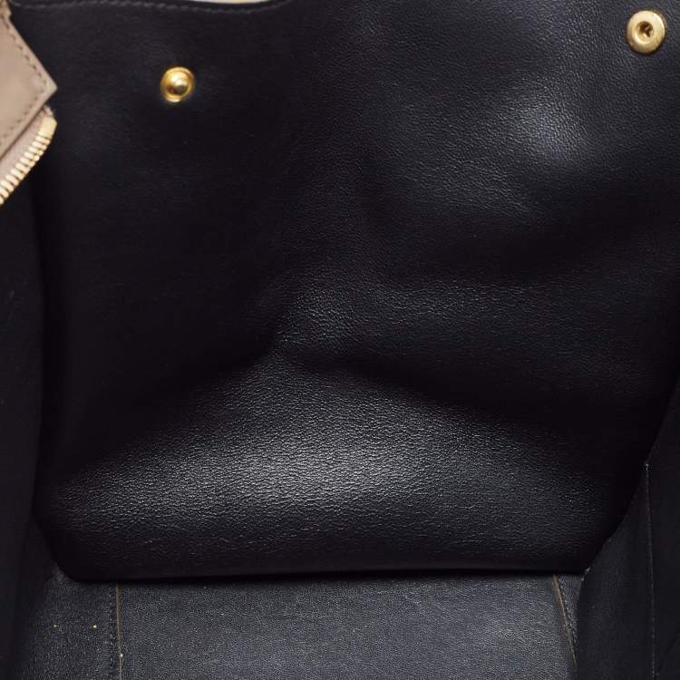 Pre Owned Celine Tricolor Leather and Suede Large Trapeze Top Handle Bag