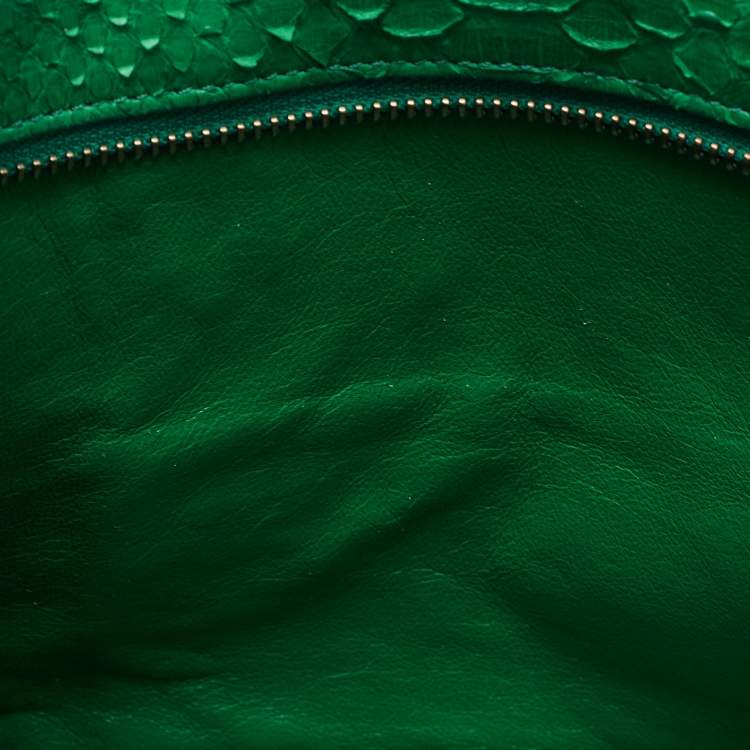 Pre Owned Celine Green Python Nano Luggage Tote