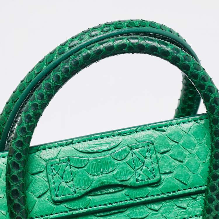 Pre Owned Celine Green Python Nano Luggage Tote