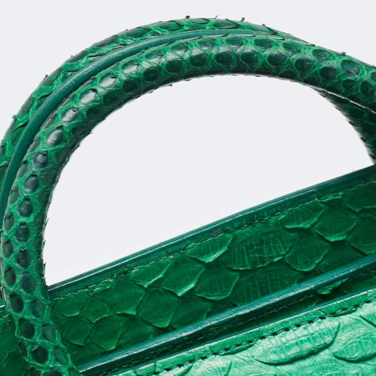 Pre Owned Celine Green Python Nano Luggage Tote