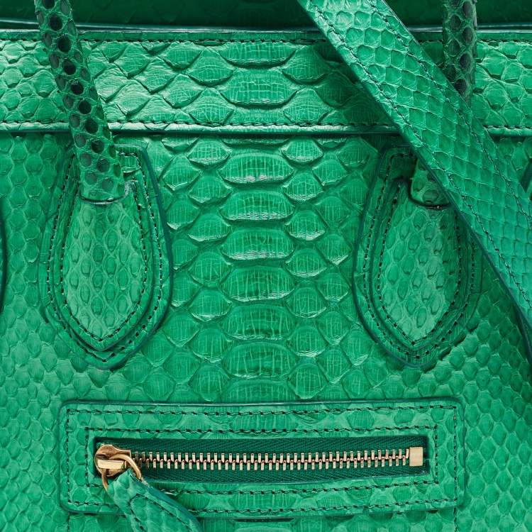 Pre Owned Celine Green Python Nano Luggage Tote