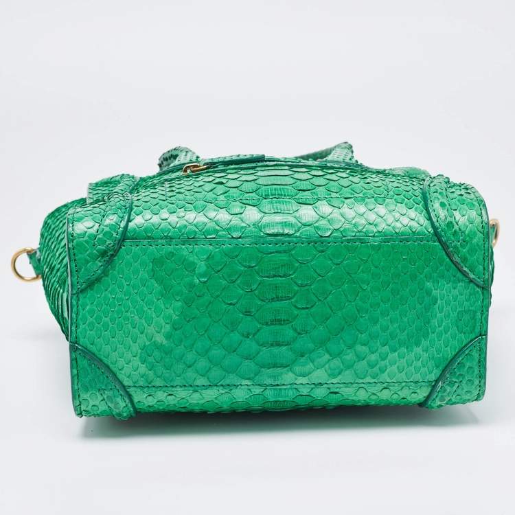 Pre Owned Celine Green Python Nano Luggage Tote