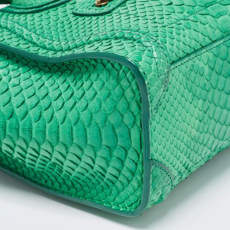 Pre Owned Celine Green Python Nano Luggage Tote