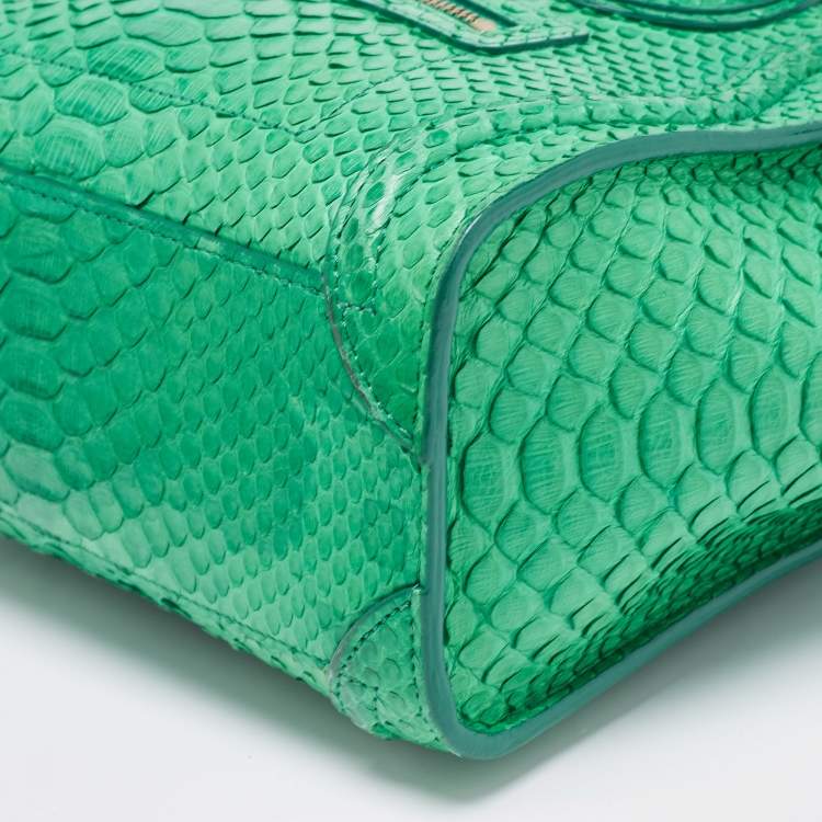 Pre Owned Celine Green Python Nano Luggage Tote