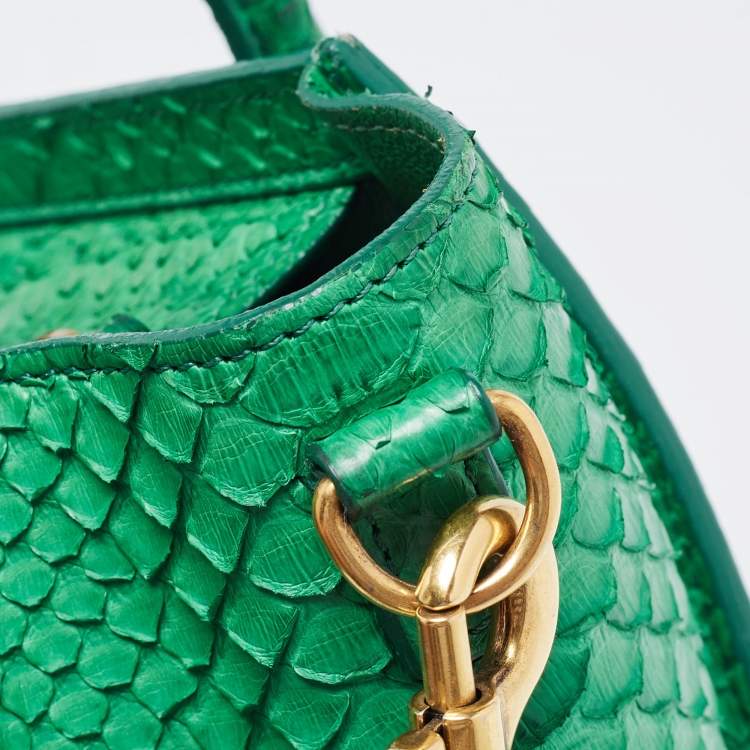 Pre Owned Celine Green Python Nano Luggage Tote