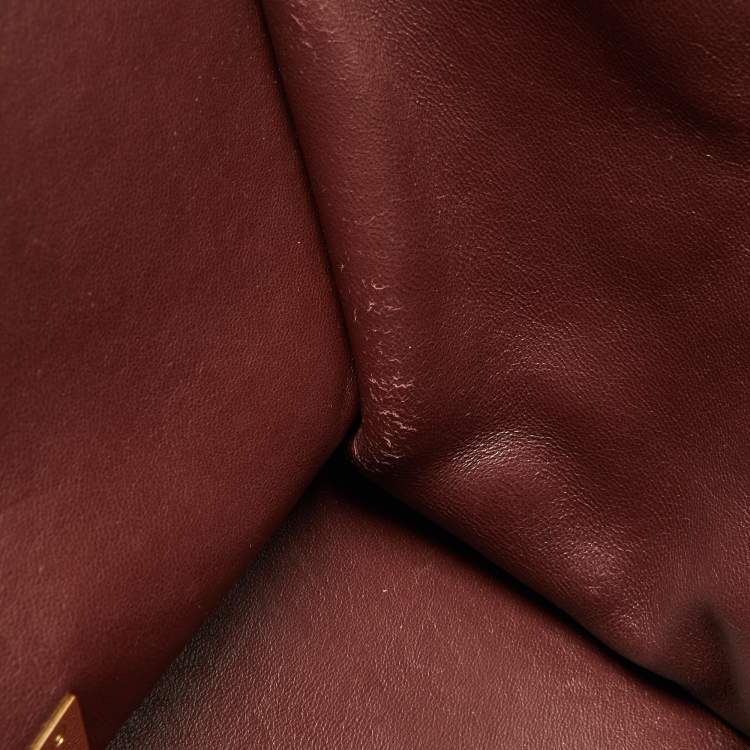 Pre Owned Celine Grey/Burgundy Python and Suede Medium Trapeze Bag