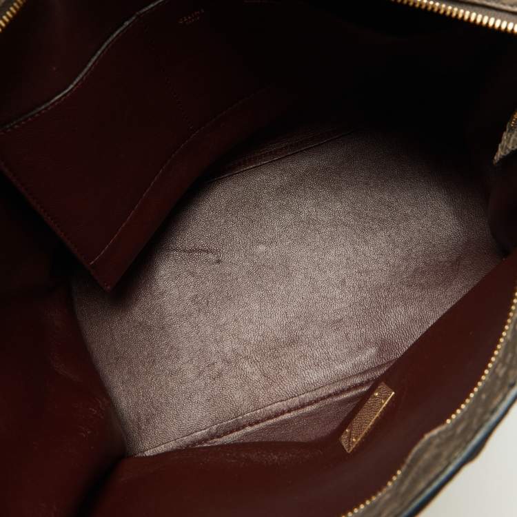 Pre Owned Celine Grey/Burgundy Python and Suede Medium Trapeze Bag