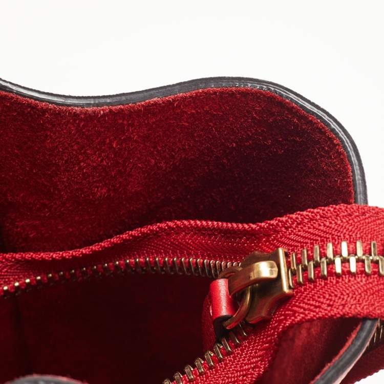 Pre Owned Celine Red Leather Mini Luggage Tote