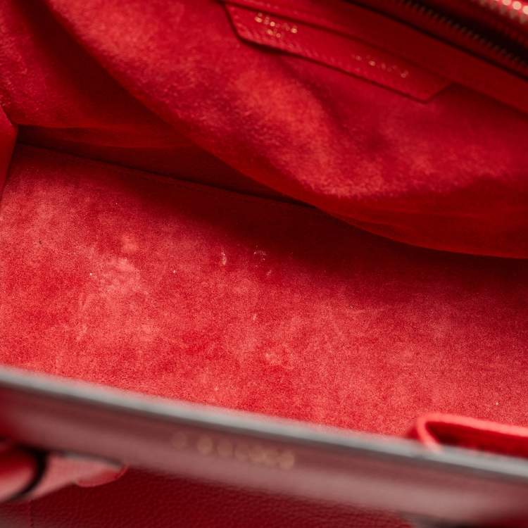 Pre Owned Celine Red Leather Mini Luggage Tote