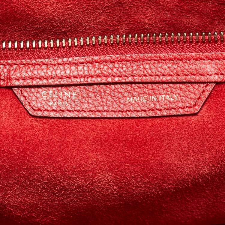 Pre Owned Celine Red Leather Mini Luggage Tote