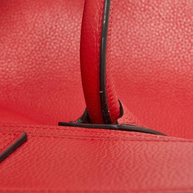 Pre Owned Celine Red Leather Mini Luggage Tote