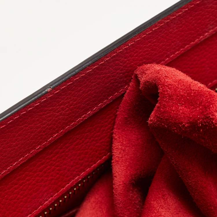 Pre Owned Celine Red Leather Mini Luggage Tote