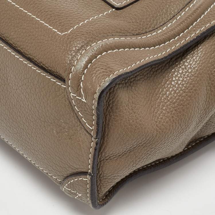 Pre Owned Celine Beige Leather Nano Luggage Tote
