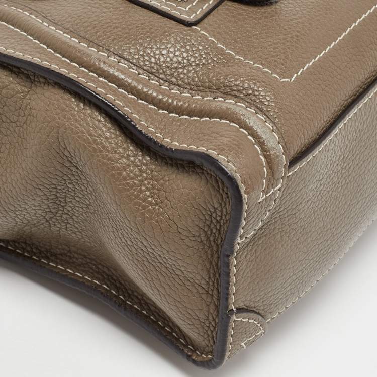 Pre Owned Celine Beige Leather Nano Luggage Tote