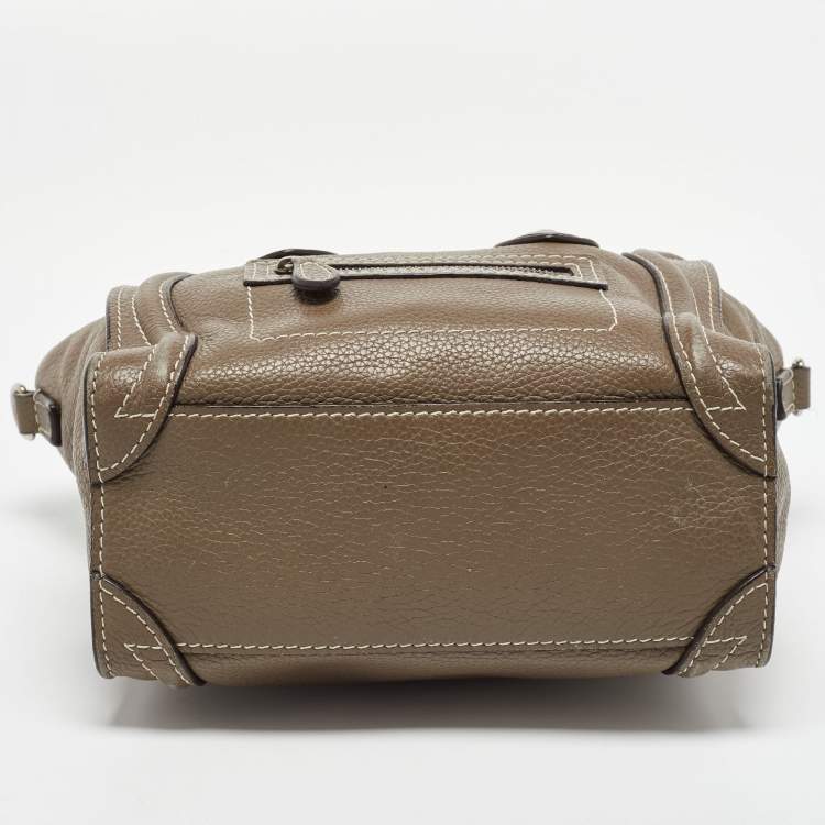 Pre Owned Celine Beige Leather Nano Luggage Tote