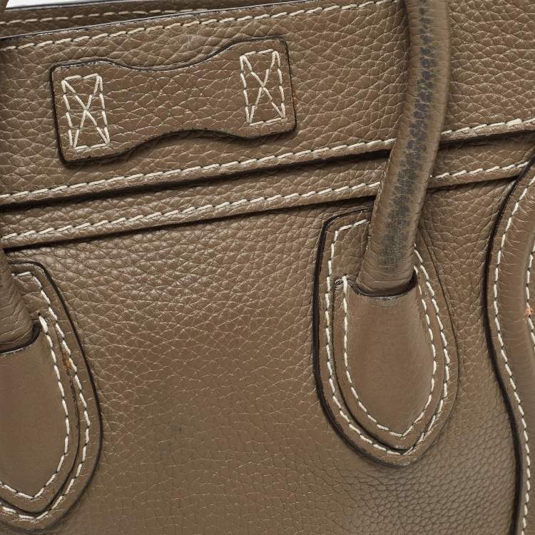 Pre Owned Celine Beige Leather Nano Luggage Tote