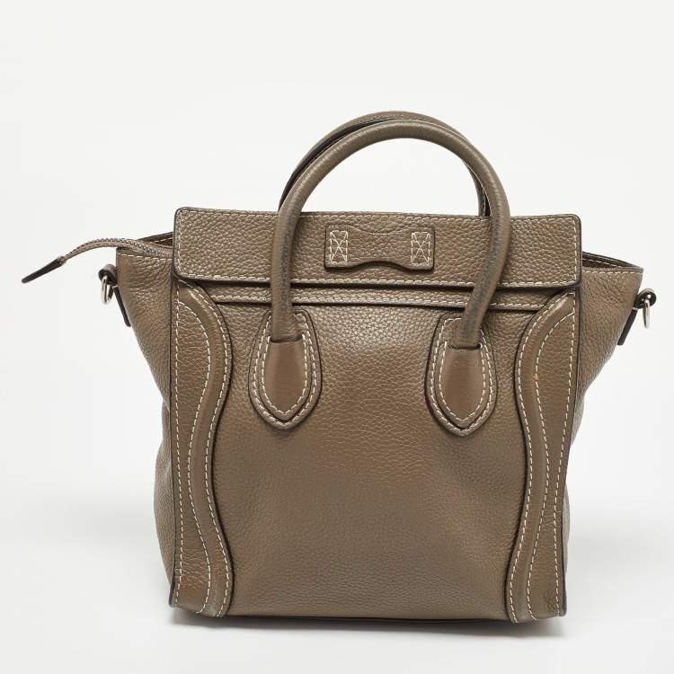 Pre Owned Celine Beige Leather Nano Luggage Tote