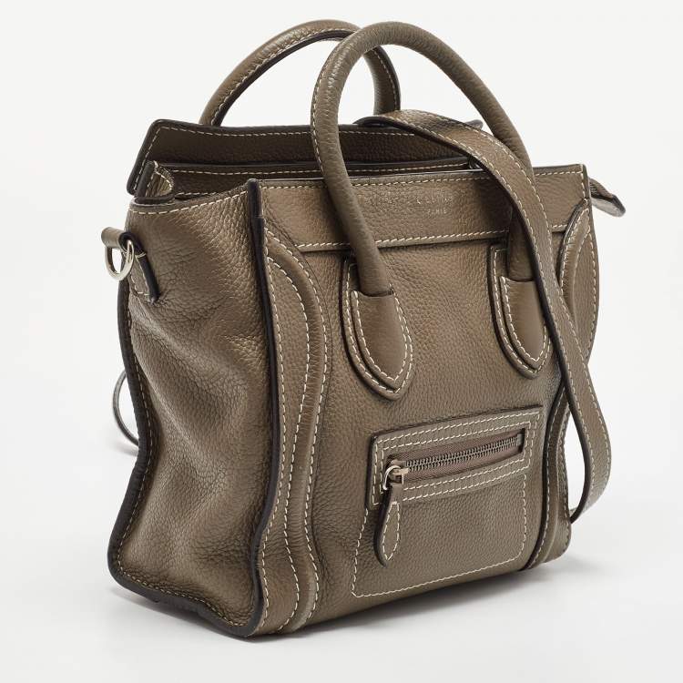 Pre Owned Celine Beige Leather Nano Luggage Tote