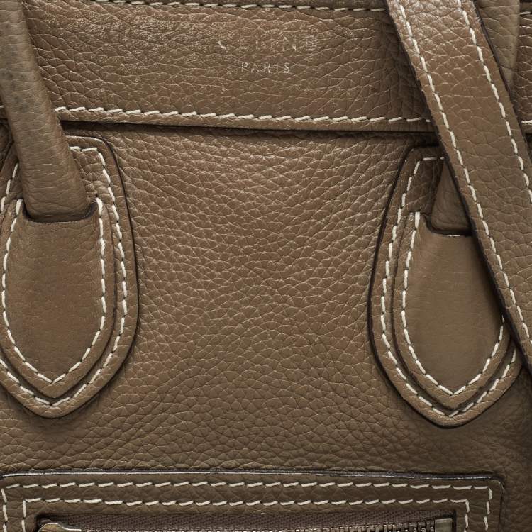 Pre Owned Celine Beige Leather Nano Luggage Tote