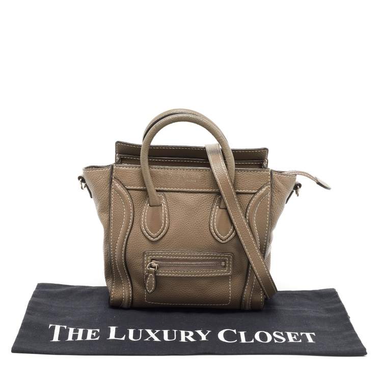 Pre Owned Celine Beige Leather Nano Luggage Tote