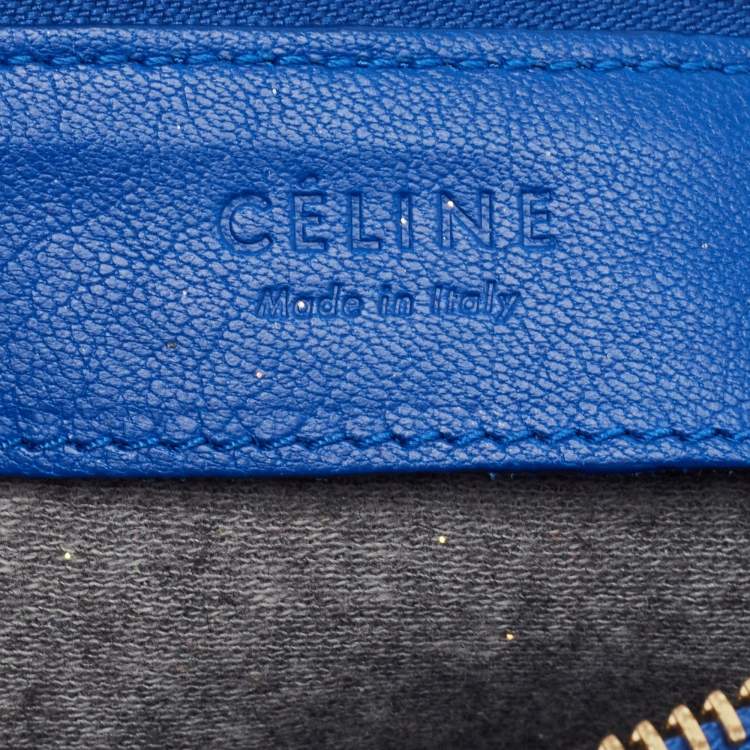 Pre Owned Celine Blue Leather Large Trio Zip Crossbody Bag