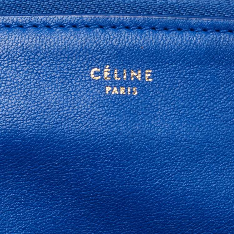 Pre Owned Celine Blue Leather Large Trio Zip Crossbody Bag