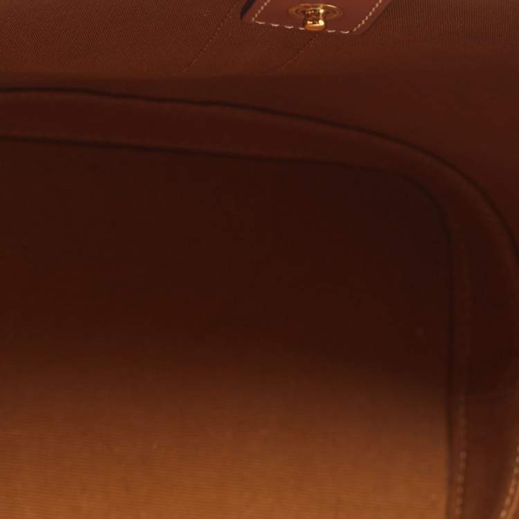 Pre Owned Celine Tan/Dark Brown Triomphe Canvas And Leather Small Bucket Bag