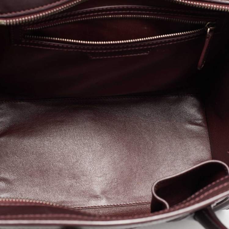 Pre Owned Celine Dark Burgundy Leather Mini Luggage Tote