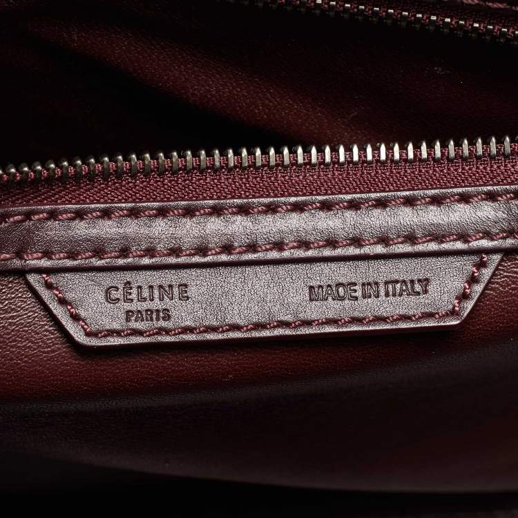 Pre Owned Celine Dark Burgundy Leather Mini Luggage Tote
