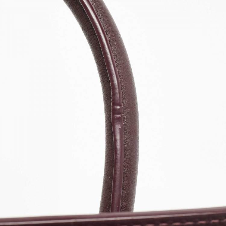Pre Owned Celine Dark Burgundy Leather Mini Luggage Tote