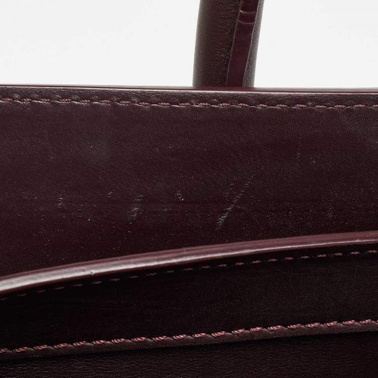 Pre Owned Celine Dark Burgundy Leather Mini Luggage Tote