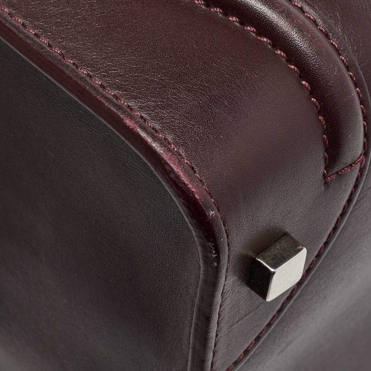 Pre Owned Celine Dark Burgundy Leather Mini Luggage Tote