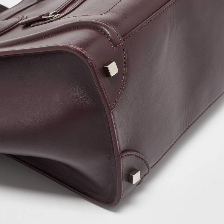 Pre Owned Celine Dark Burgundy Leather Mini Luggage Tote