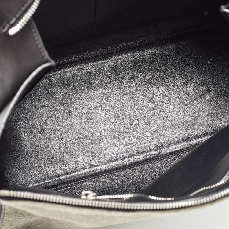 Pre Owned Celine Black/Grey Leather and Calf Hair Medium Edge Top Handle Bag